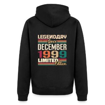 Legendary since December 1999 Vintage December 1999 - Unisex Premium Organic Zip Hoodie - black - Back - Nico (187cm)