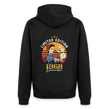 December 1968 Birthday Present December 1968 - Unisex Premium Organic Zip Hoodie - black - Back - Nico (187cm)