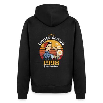 Décembre 1998 Cadeau d’anniversaire Décembre 1998 - Veste à capuche bio Premium Unisexe - noir - Dos - Nico (187cm)