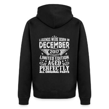 Décembre 2017 Anniversaire Décembre 2017 Décembre - Veste à capuche bio Premium Unisexe - noir - Dos - Nico (187cm)