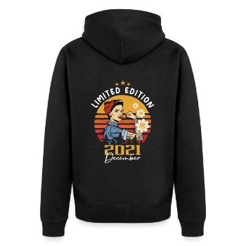 December 2021 Birthday Gift December 2021 - Unisex Premium Organic Zip Hoodie - black - Back - Nico (187cm)