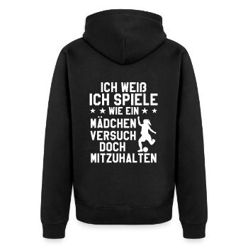 Fußball Sport Mädchen Geschenk - Unisex Premium Bio Zip Hoodie - Schwarz - Hinten - Nico (187cm)