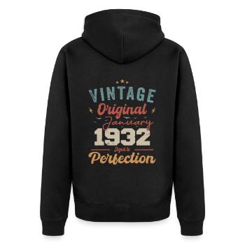 January 1932 Legend for 92 years - Unisex Premium Organic Zip Hoodie - black - Back - Nico (187cm)