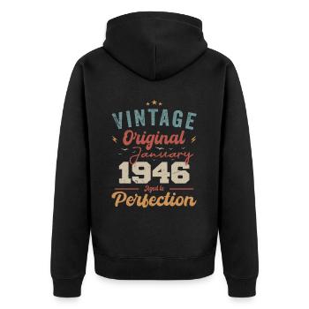 Janvier 1946 Légende depuis 78 ans - Veste à capuche bio Premium Unisexe - noir - Dos - Nico (187cm)
