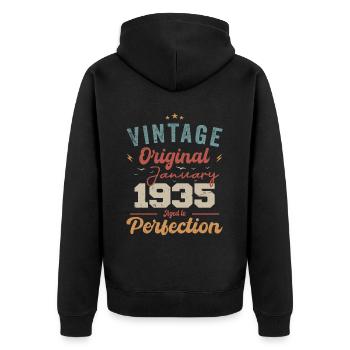 January 1935 Legend for 89 years - Unisex Premium Organic Zip Hoodie - black - Back - Nico (187cm)