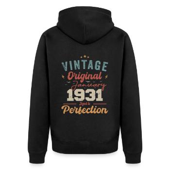 Janvier 1931 Légende depuis 93 ans - Veste à capuche bio Premium Unisexe - noir - Dos - Nico (187cm)