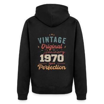 Janvier 1970 Légende depuis 54 ans - Veste à capuche bio Premium Unisexe - noir - Dos - Nico (187cm)