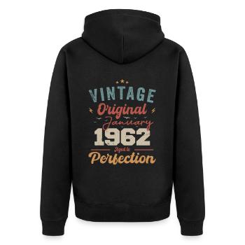 Janvier 1962 Légende depuis 62 ans - Veste à capuche bio Premium Unisexe - noir - Dos - Nico (187cm)