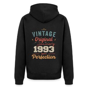 January 1993 Legend for 31 years - Unisex Premium Organic Zip Hoodie - black - Back - Nico (187cm)