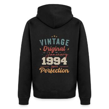 Janvier 1994 Légende depuis 30 ans - Veste à capuche bio Premium Unisexe - noir - Dos - Nico (187cm)
