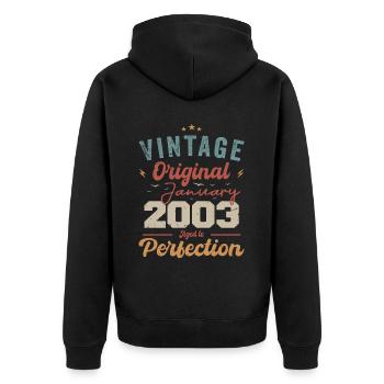 January 2003 Legend for 21 years - Unisex Premium Organic Zip Hoodie - black - Back - Nico (187cm)