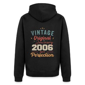 January 2006 Legend for 18 years - Unisex Premium Organic Zip Hoodie - black - Back - Nico (187cm)