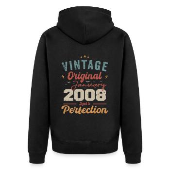 January 2008 Legend for 16 years - Unisex Premium Organic Zip Hoodie - black - Back - Nico (187cm)