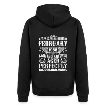 Legendary since February 1988 - 36 years old - Unisex Premium Organic Zip Hoodie - black - Back - Nico (187cm)