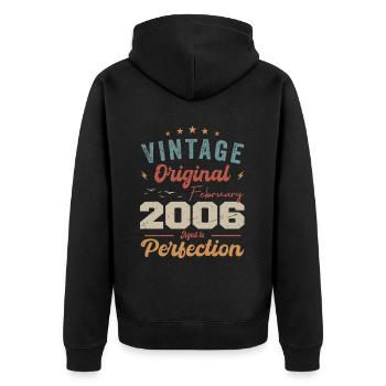 Né en février 2006 millésime 2006 anniversaire - Veste à capuche bio Premium Unisexe - noir - Dos - Nico (187cm)