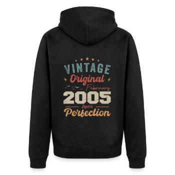 Né en février 2005 millésime 2005 anniversaire - Veste à capuche bio Premium Unisexe - noir - Dos - Nico (187cm)