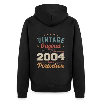 Né en février 2004 millésime 2004 anniversaire - Veste à capuche bio Premium Unisexe - noir - Dos - Nico (187cm)