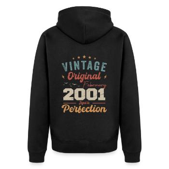 Né en février 2001 millésime 2001 Anniversaire - Veste à capuche bio Premium Unisexe - noir - Dos - Nico (187cm)