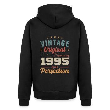 Né en février 1995 millésime 1995 anniversaire - Veste à capuche bio Premium Unisexe - noir - Dos - Nico (187cm)