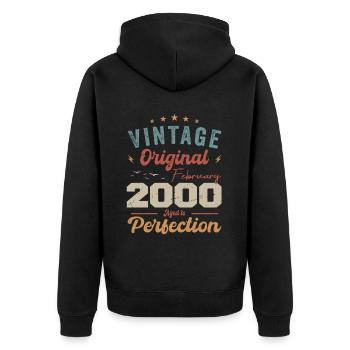Né en février 2000 millésime 2000 anniversaire - Veste à capuche bio Premium Unisexe - noir - Dos - Nico (187cm)