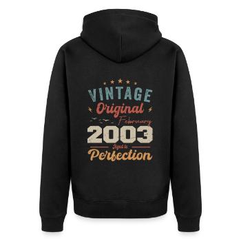 Né en février 2003 millésime 2003 anniversaire - Veste à capuche bio Premium Unisexe - noir - Dos - Nico (187cm)