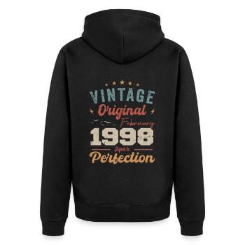 Date de naissance : février 1998, millésime 1998 - Veste à capuche bio Premium Unisexe - noir - Dos - Nico (187cm)