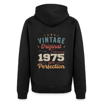 Né en février 1975 millésime 1975 anniversaire - Veste à capuche bio Premium Unisexe - noir - Dos - Nico (187cm)