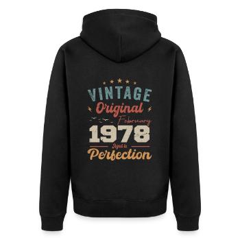 Né en février 1978 millésime 1978 anniversaire - Veste à capuche bio Premium Unisexe - noir - Dos - Nico (187cm)