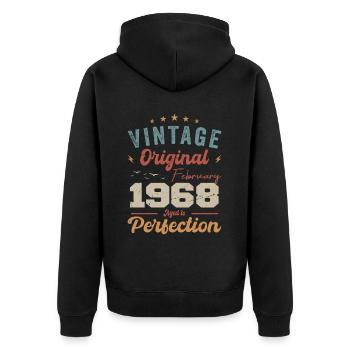 Né en février 1968 millésime 1968 anniversaire - Veste à capuche bio Premium Unisexe - noir - Dos - Nico (187cm)