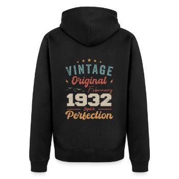 Born in February 1932 vintage 1932 birthday - Unisex Premium Organic Zip Hoodie - black - Back - Nico (187cm)