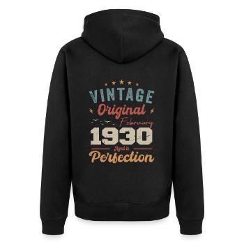 Born in February 1930 vintage 1930 birthday - Unisex Premium Organic Zip Hoodie - black - Back - Nico (187cm)
