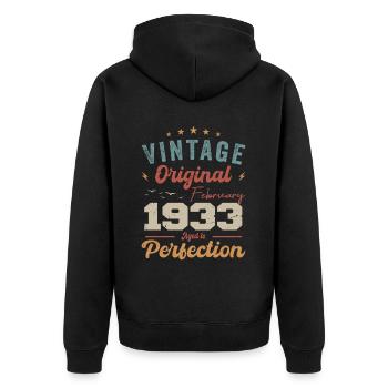 Geboren im Februar 1933 vintage 1933 Geburtstag - Unisex Premium Bio Zip Hoodie - Schwarz - Hinten - Nico (187cm)