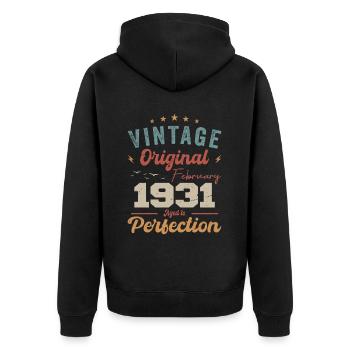 Né en février 1931 millésime 1931 anniversaire - Veste à capuche bio Premium Unisexe - noir - Dos - Nico (187cm)