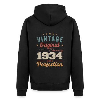 Né en février 1934 millésime 1934 anniversaire - Veste à capuche bio Premium Unisexe - noir - Dos - Nico (187cm)
