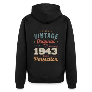 Né en février 1943 millésime 1943 anniversaire - Veste à capuche bio Premium Unisexe - noir - Dos - Nico (187cm)