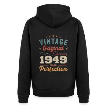 Né en février 1949 millésime 1949 anniversaire - Veste à capuche bio Premium Unisexe - noir - Dos - Nico (187cm)