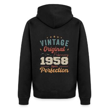 Né en février 1958 millésime 1958 anniversaire - Veste à capuche bio Premium Unisexe - noir - Dos - Nico (187cm)