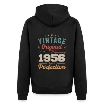 Né en février 1956 millésime 1956 anniversaire - Veste à capuche bio Premium Unisexe - noir - Dos - Nico (187cm)