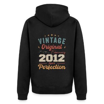 Né en février 2012 millésime 2012 anniversaire - Veste à capuche bio Premium Unisexe - noir - Dos - Nico (187cm)