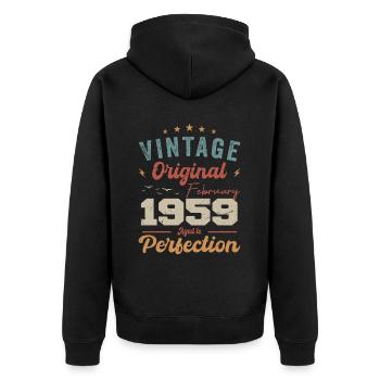 Né en février 1959 millésime 1959 anniversaire - Veste à capuche bio Premium Unisexe - noir - Dos - Nico (187cm)