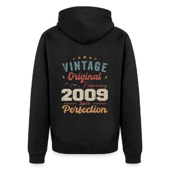 Né en février 2009 millésime 2009 anniversaire - Veste à capuche bio Premium Unisexe - noir - Dos - Nico (187cm)