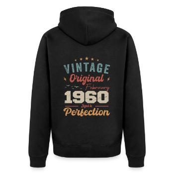 Né en février 1960 millésime 1960 anniversaire - Veste à capuche bio Premium Unisexe - noir - Dos - Nico (187cm)