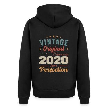 Né en février 2020 anniversaire millésime 2020 - Veste à capuche bio Premium Unisexe - noir - Dos - Nico (187cm)