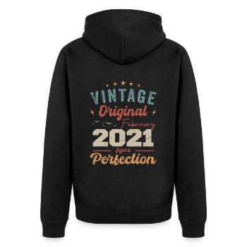 Né en février 2021 anniversaire millésime 2021 - Veste à capuche bio Premium Unisexe - noir - Dos - Nico (187cm)