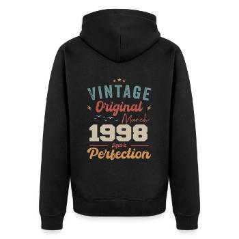 Mars 1998 Vintage Né Vintage Anniversaire - Veste à capuche bio Premium Unisexe - noir - Dos - Nico (187cm)