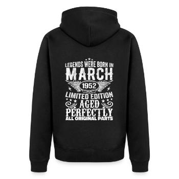 Legendär seit März 1952 Geburtstag 1952 - Unisex Premium Bio Zip Hoodie - Schwarz - Hinten - Nico (187cm)