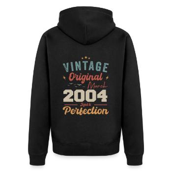 Mars 2004 Vintage Born Vintage Anniversaire - Veste à capuche bio Premium Unisexe - noir - Dos - Nico (187cm)