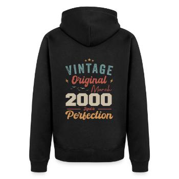 März 2000 Jahrgang geboren Vintage Geburtstag - Unisex Premium Bio Zip Hoodie - Schwarz - Hinten - Nico (187cm)
