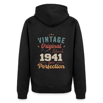 März 1941 Jahrgang geboren Vintage Geburtstag - Unisex Premium Bio Zip Hoodie - Schwarz - Hinten - Nico (187cm)