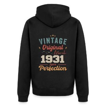 März 1931 Jahrgang geboren Vintage Geburtstag - Unisex Premium Bio Zip Hoodie - Schwarz - Hinten - Nico (187cm)